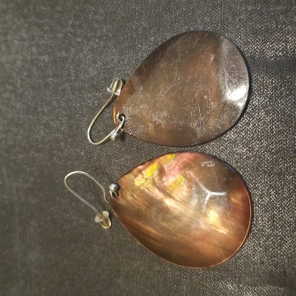 Jewelry - Vintage Brown Abalone Teardrop Earrings